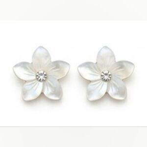 Island Reflections Silver Plumeria Flower Stud Earrings Hawaii Floral Jewelry